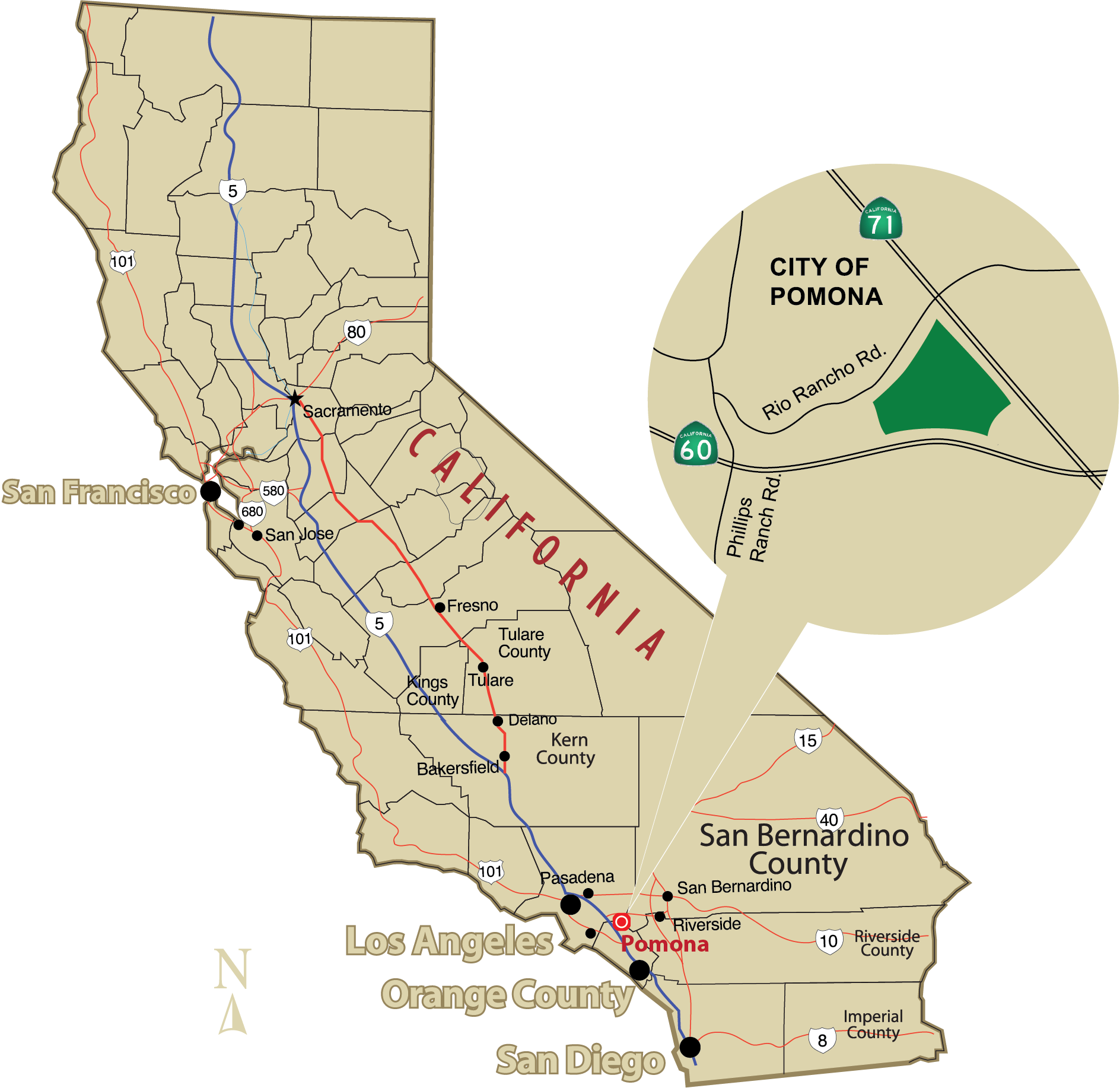 Pomona Map YK America Regional Center